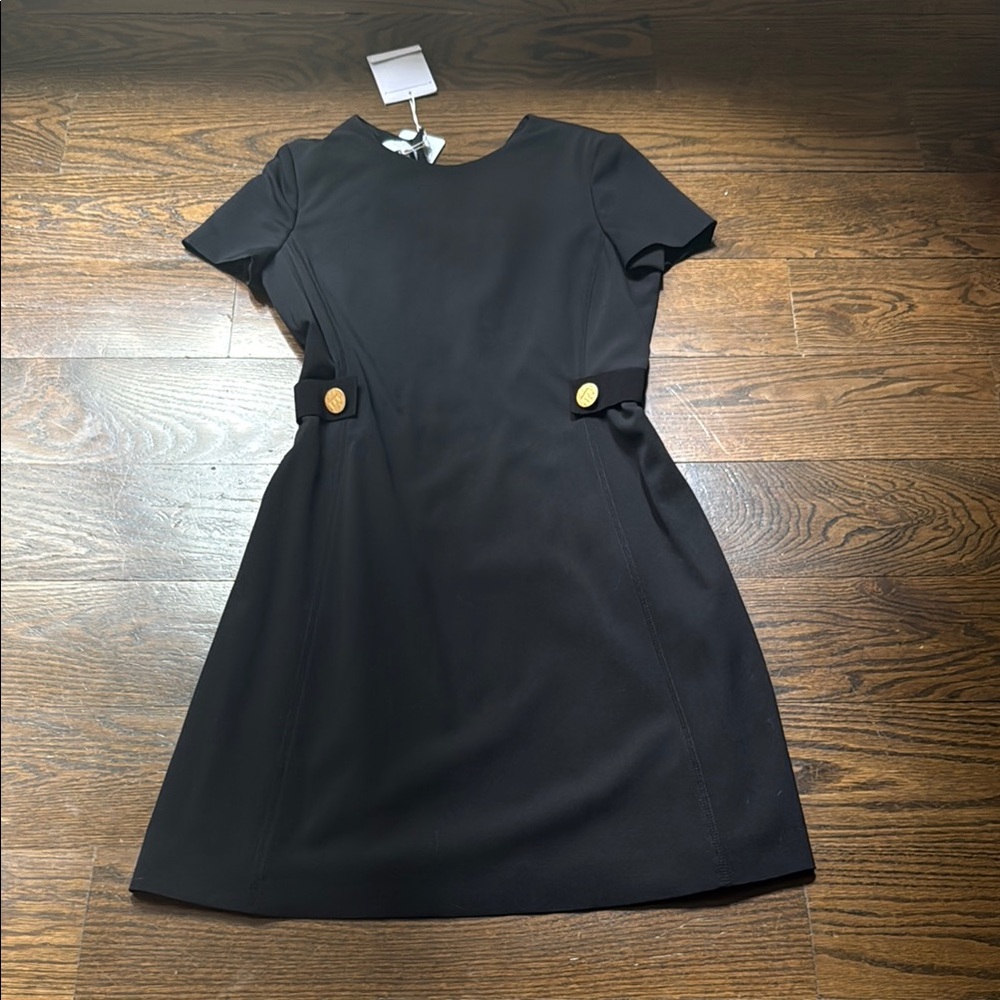 Escada Black Mini Dress with Gold Buttons